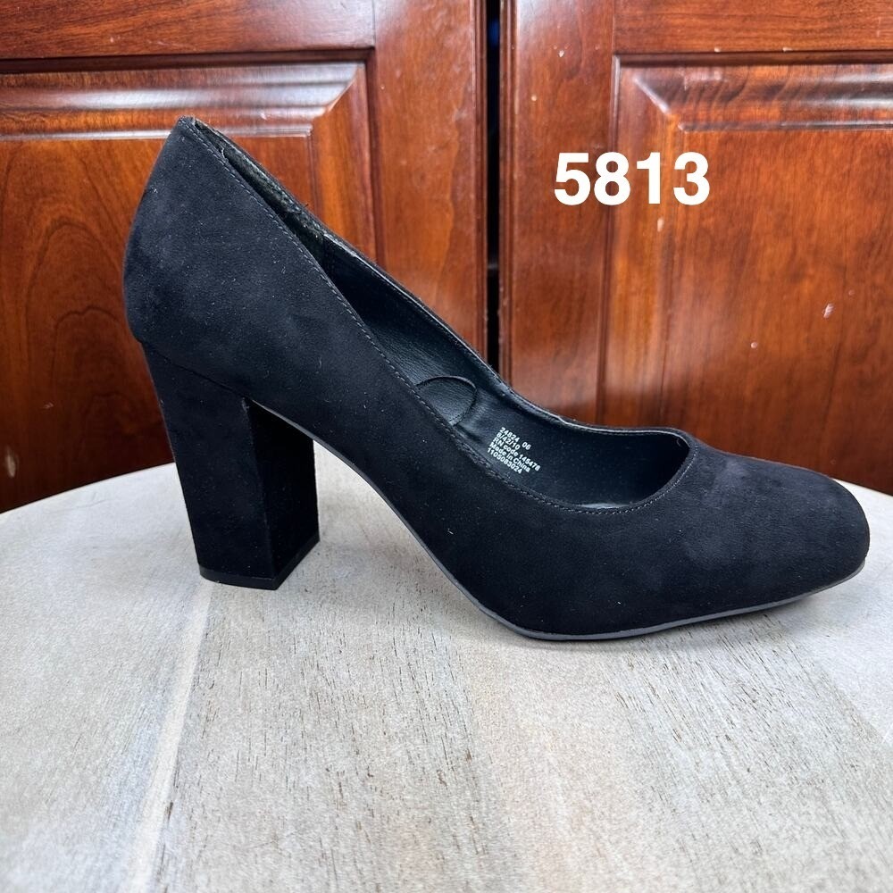 Atmosphere Block Heel Pumps Women 10 Black Excellent Faux Suede Round Toe 5813